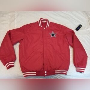 Red Star-Embroidered Men's Letterman Jacket